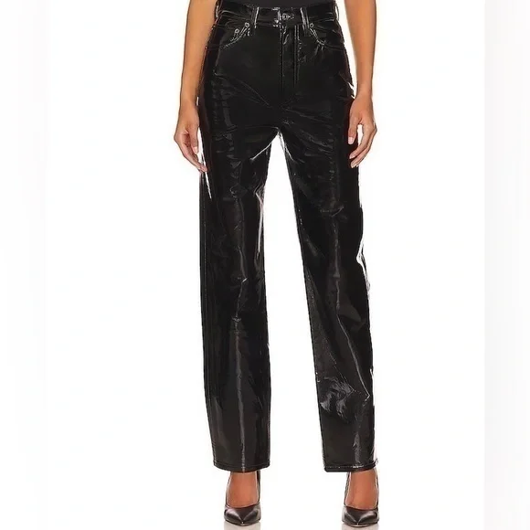 NWT Agolde Leather Black Pants - Picture 1 of 7